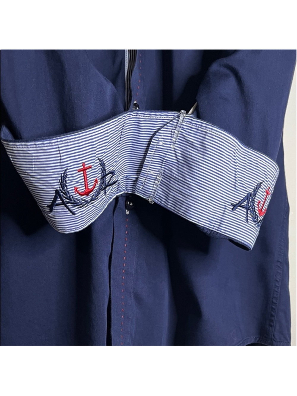 Absolute Rebellion Navy Blue Casual Button Down Shirt - Picture 5 of 6